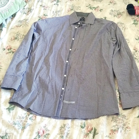 English Laundry Gray and White Plaid Shirt - Size 16 34/35 - Picture 2 of 9